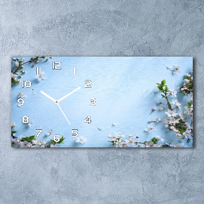 Reloj rectangular Fondo de flores de cerezo
