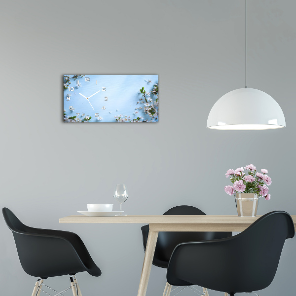 Reloj rectangular Fondo de flores de cerezo