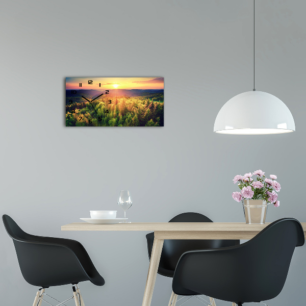 Reloj de cristal horizontal Atardecer en el bosque