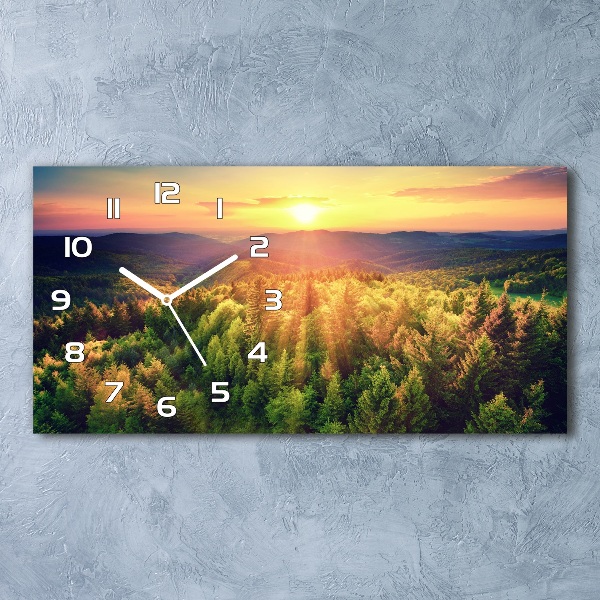 Reloj de cristal horizontal Atardecer en el bosque