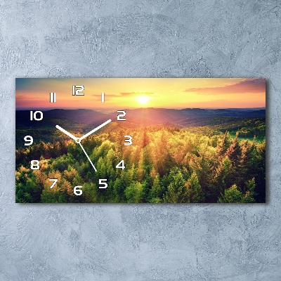 Reloj de cristal horizontal Atardecer en el bosque
