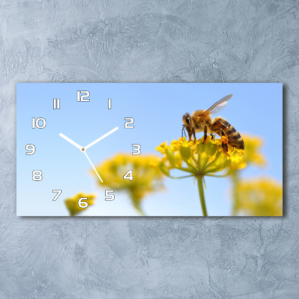 Reloj de cristal horizontal Una abeja en una flor