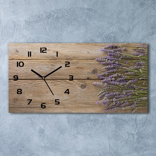Reloj horizontal Lavanda sobre madera