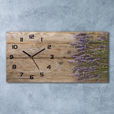 Reloj horizontal Lavanda sobre madera