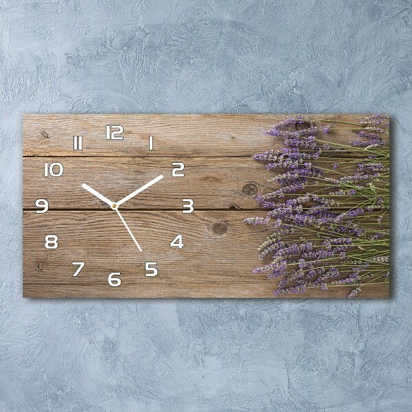 Reloj horizontal Lavanda sobre madera