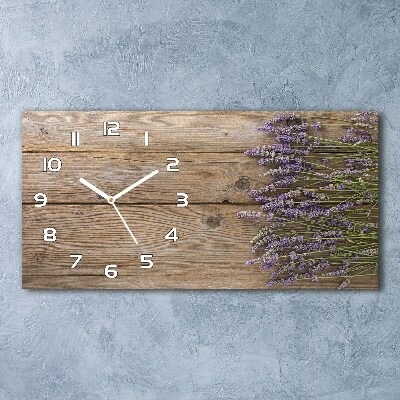 Reloj horizontal Lavanda sobre madera