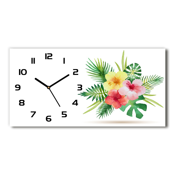 Reloj de cristal horizontal Flores hawaianas