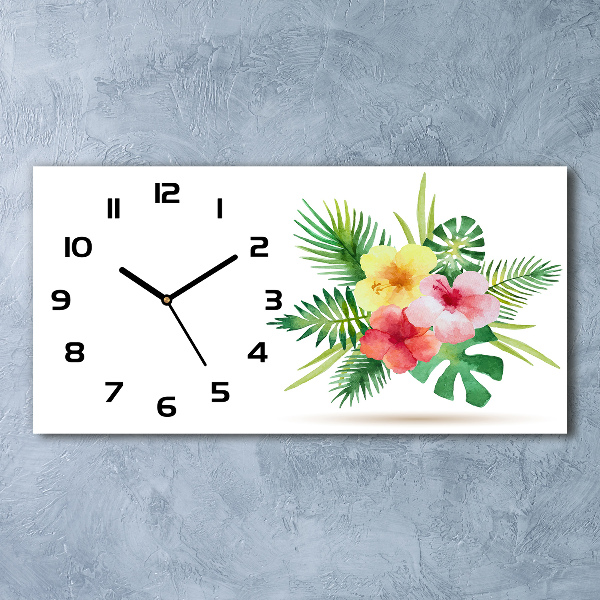 Reloj de cristal horizontal Flores hawaianas