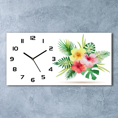 Reloj de cristal horizontal Flores hawaianas