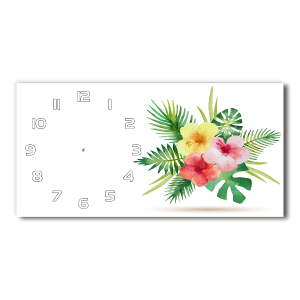 Reloj de cristal horizontal Flores hawaianas