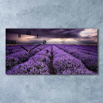 Zegar ścienny szklany cichy Pole lawendy