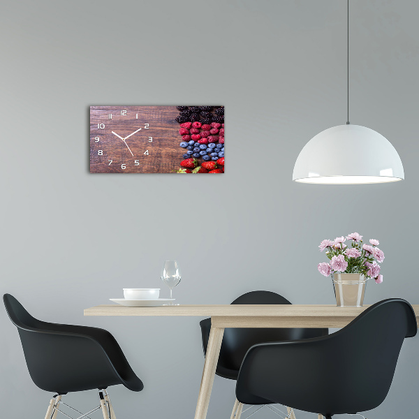 Nowoczesny zegar ścienny szklany Owoce leśne