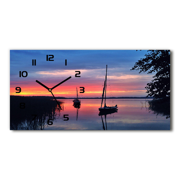 Reloj horizontal Veleros al atardecer