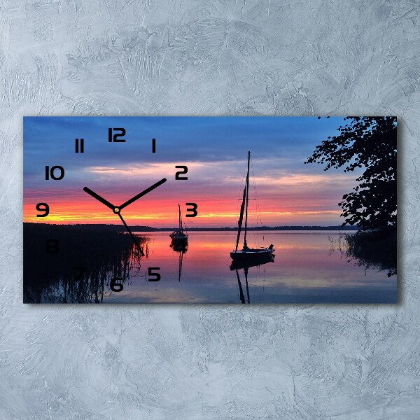 Reloj horizontal Veleros al atardecer