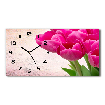 Reloj de cristal horizontal Tulipanes rosados