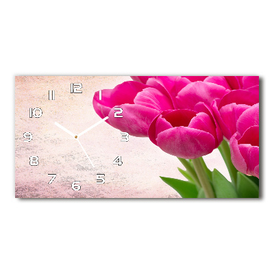 Reloj de cristal horizontal Tulipanes rosados