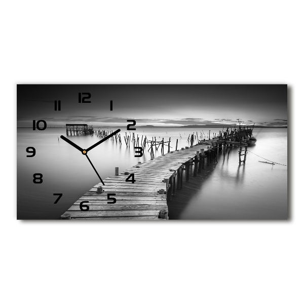Reloj de cristal horizontal Muelle de madera