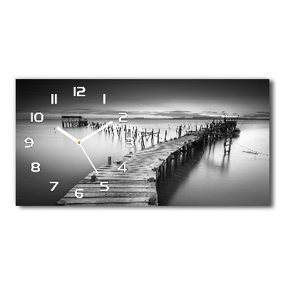Reloj de cristal horizontal Muelle de madera