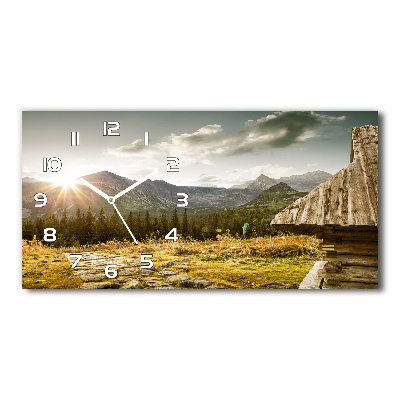 Reloj rectangular Casa en las montañas