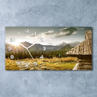 Reloj rectangular Casa en las montañas
