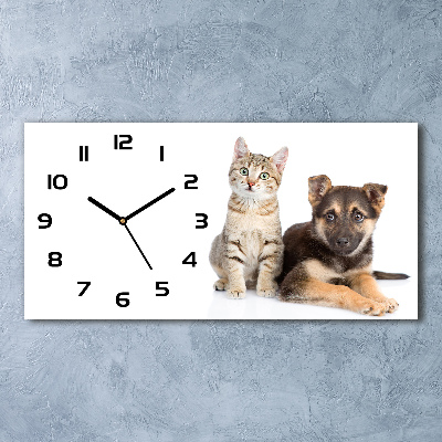 Reloj horizontal Perro y gato