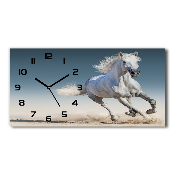 Reloj de cristal horizontal Un caballo blanco galopando