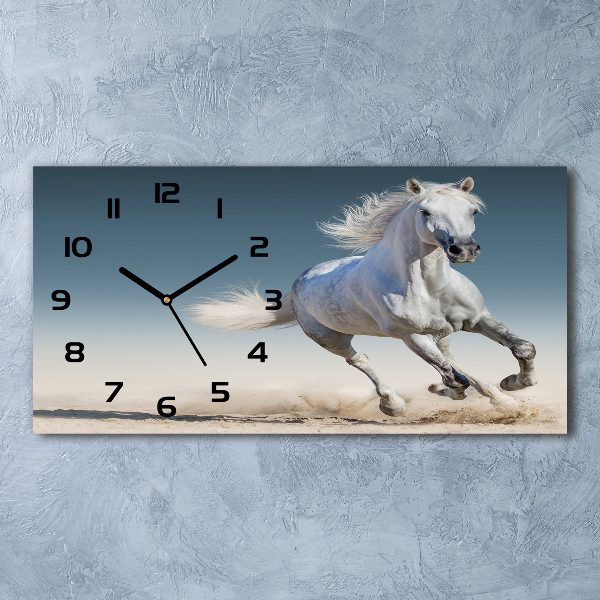 Reloj de cristal horizontal Un caballo blanco galopando