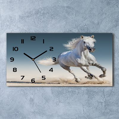 Reloj de cristal horizontal Un caballo blanco galopando