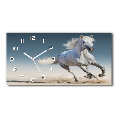 Reloj de cristal horizontal Un caballo blanco galopando