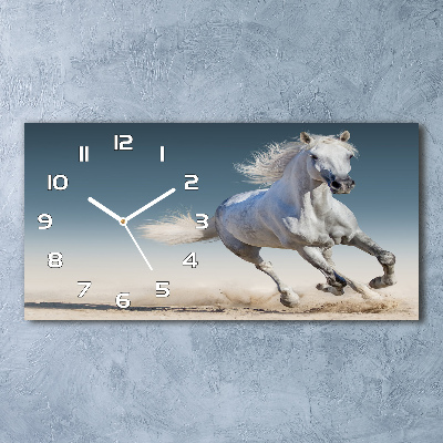 Reloj de cristal horizontal Un caballo blanco galopando