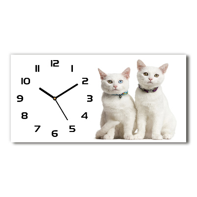 Reloj de cristal horizontal Gatos blancos