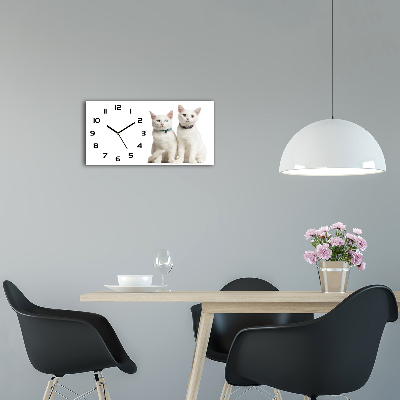 Reloj de cristal horizontal Gatos blancos