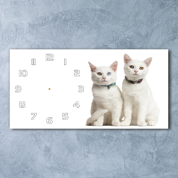 Reloj de cristal horizontal Gatos blancos