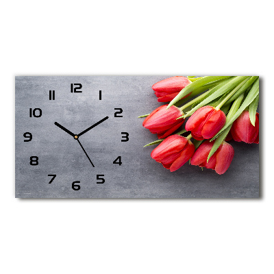 Reloj rectangular Tulipanes rojos