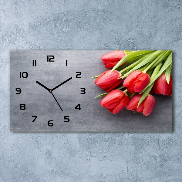 Reloj rectangular Tulipanes rojos