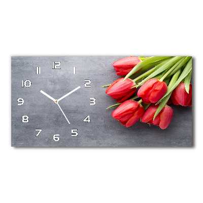 Reloj rectangular Tulipanes rojos