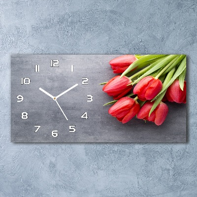Reloj rectangular Tulipanes rojos