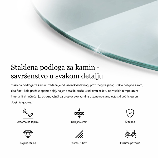 Szkło pod kominek okrągłe transparentne