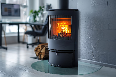 Placa protección suelo estufa semicircular transparente