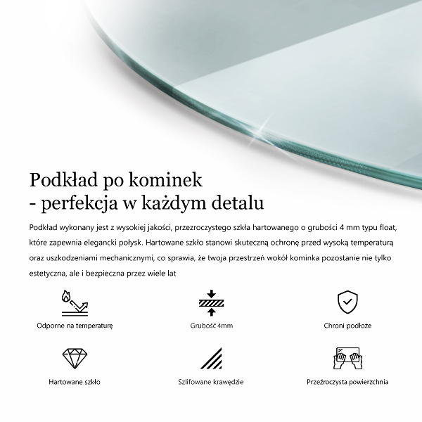 Szyba pod kozę półokrągła transparentna