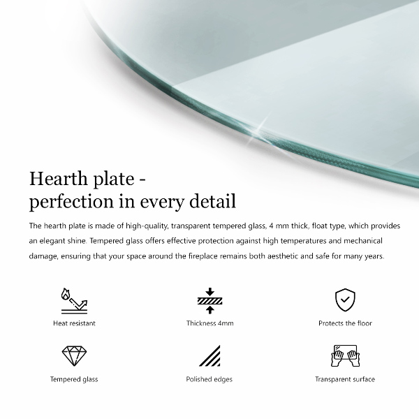 Placa protección suelo estufa semicircular transparente