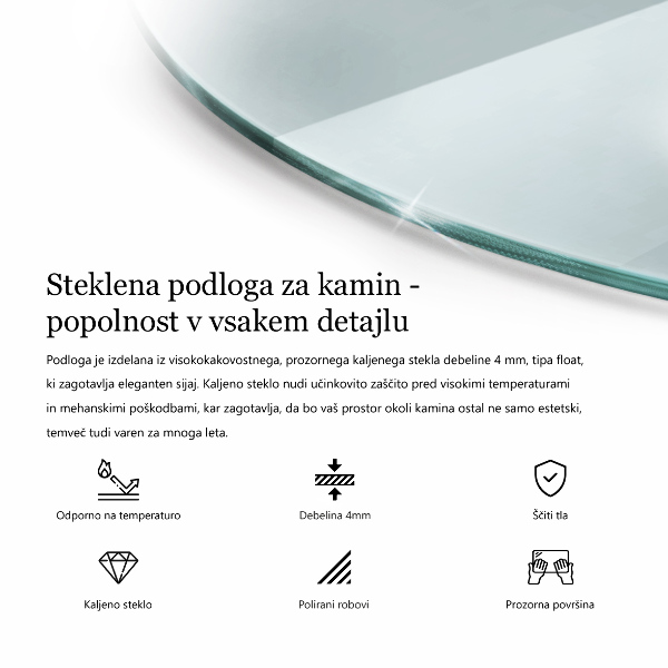 Szyba hartowana pod kominek ćwiartka transparentna