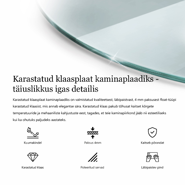 Szyba hartowana pod kominek ćwiartka transparentna