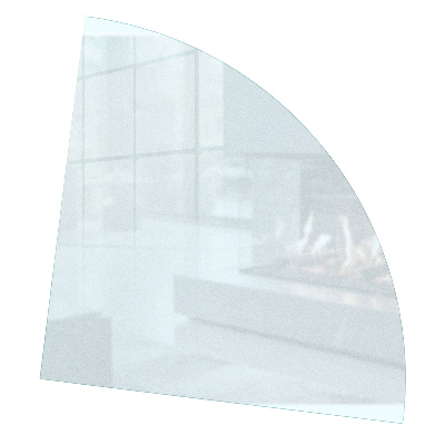 Cuarto de círculo placa de vidrio para chimenea con efecto óptico de cristal mate