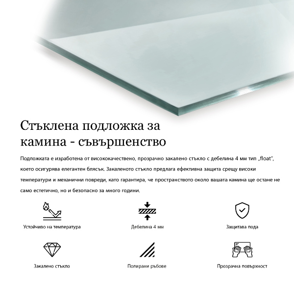 Szkło przed kominek sześciokątne transparentne