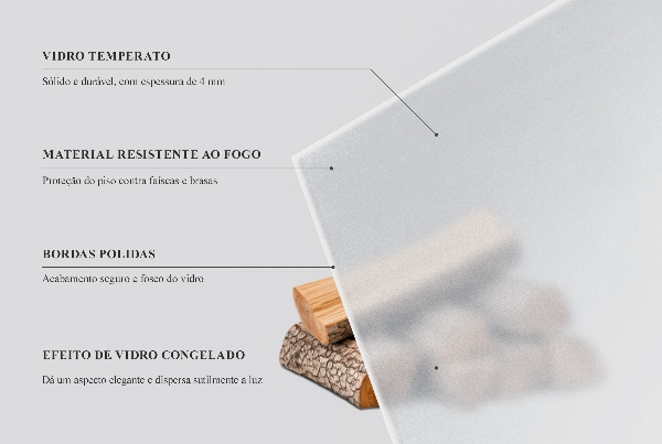 Semioval placa protección suelo estufa con acabado semitransparente