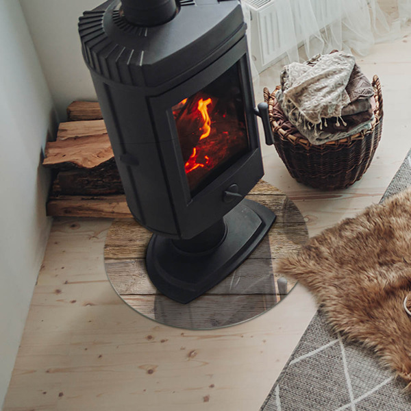 Protector de suelo para estufas Textura de tablas de madera