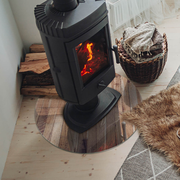 Szkło pod kominek Deska drewniana w układzie