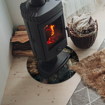 Protector de suelo para estufas Patrón floral con mariposas