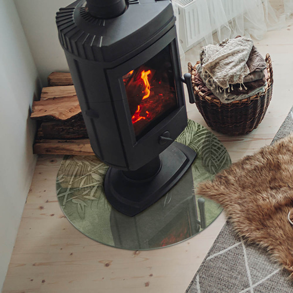 Szyba pod kominek Liście tropikalne w tle